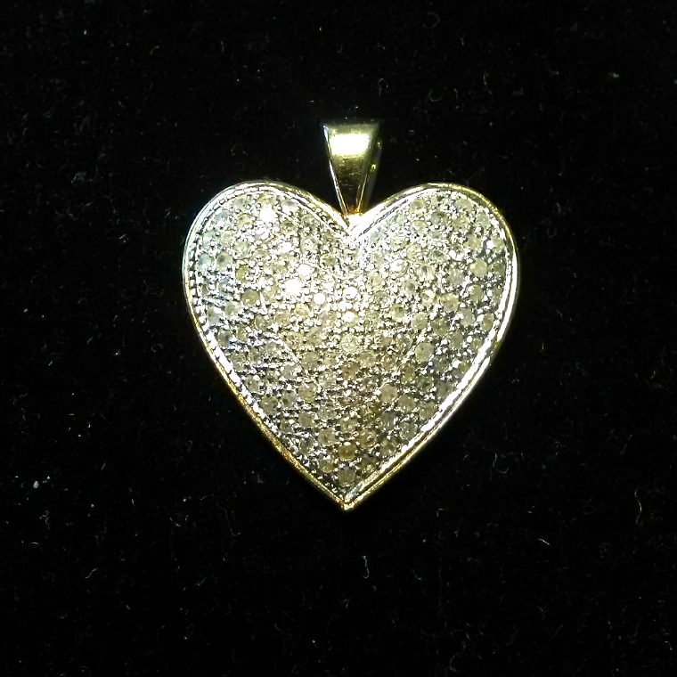 Genuine Elegant 14kt Gold  Diamond Heart Pendant Approx 175 Diamond 75 Ct